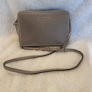 Michael Kors Women’s Jet Set Gray Perforated Crossbody Bag – EUC w/ Dust Cover